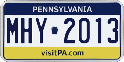 PA license plate MHY2013