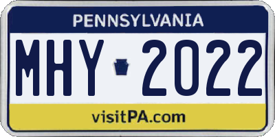 PA license plate MHY2022