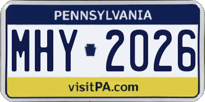 PA license plate MHY2026