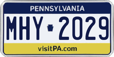 PA license plate MHY2029