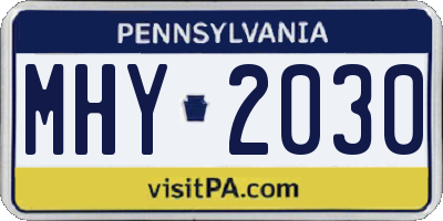 PA license plate MHY2030