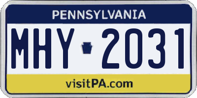 PA license plate MHY2031
