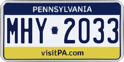 PA license plate MHY2033