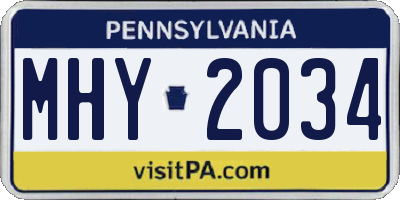 PA license plate MHY2034