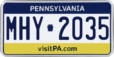 PA license plate MHY2035