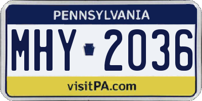 PA license plate MHY2036