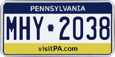 PA license plate MHY2038