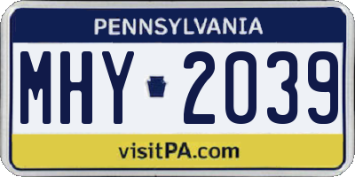 PA license plate MHY2039