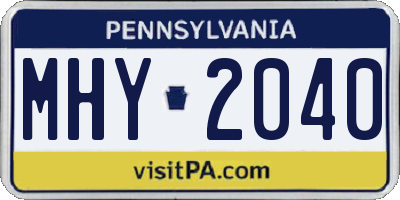 PA license plate MHY2040