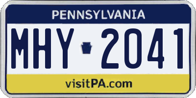 PA license plate MHY2041