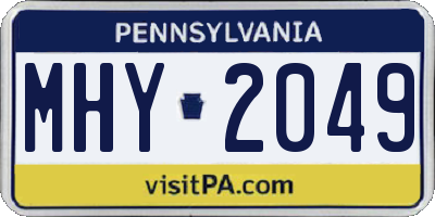 PA license plate MHY2049