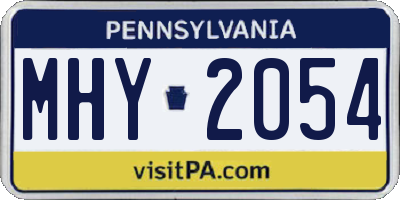 PA license plate MHY2054