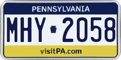 PA license plate MHY2058