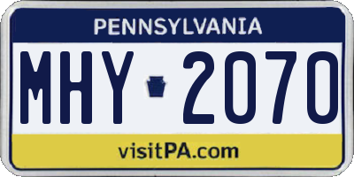 PA license plate MHY2070