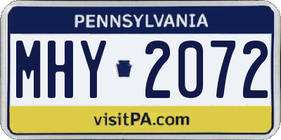 PA license plate MHY2072