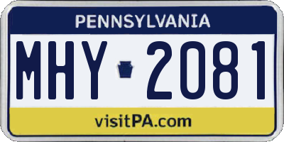 PA license plate MHY2081