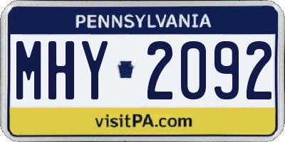 PA license plate MHY2092