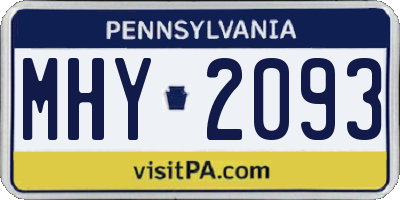 PA license plate MHY2093