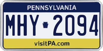 PA license plate MHY2094