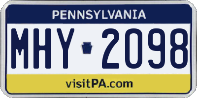 PA license plate MHY2098