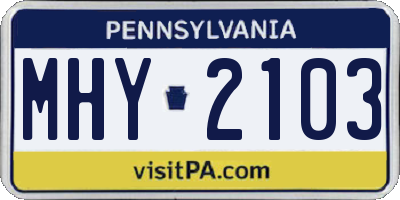 PA license plate MHY2103