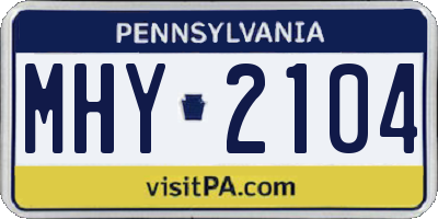PA license plate MHY2104