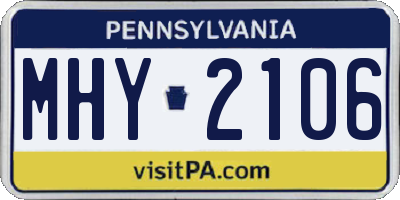 PA license plate MHY2106