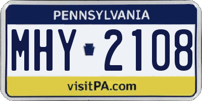 PA license plate MHY2108