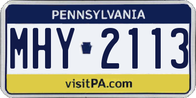 PA license plate MHY2113