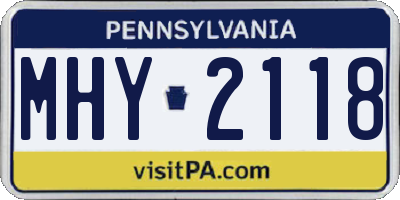 PA license plate MHY2118
