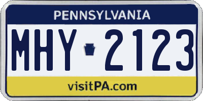 PA license plate MHY2123