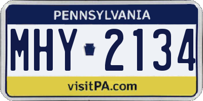 PA license plate MHY2134