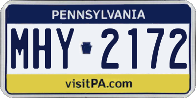 PA license plate MHY2172