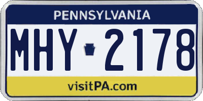 PA license plate MHY2178