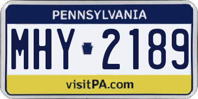 PA license plate MHY2189