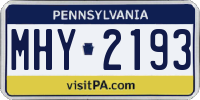 PA license plate MHY2193