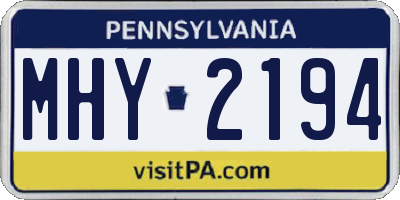 PA license plate MHY2194