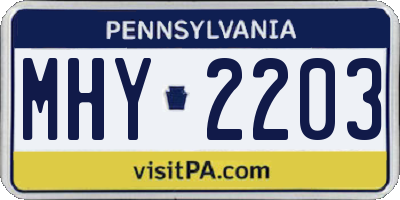 PA license plate MHY2203