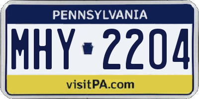 PA license plate MHY2204