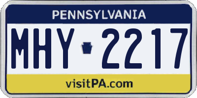 PA license plate MHY2217