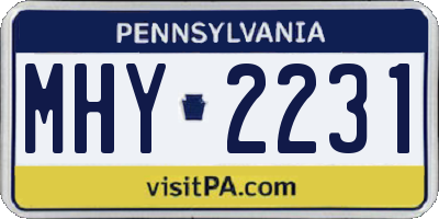 PA license plate MHY2231