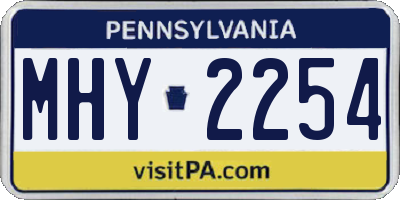 PA license plate MHY2254