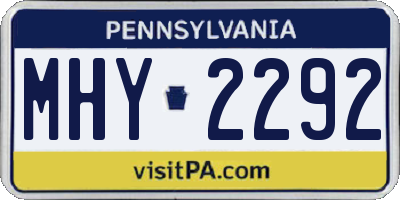 PA license plate MHY2292