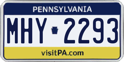 PA license plate MHY2293