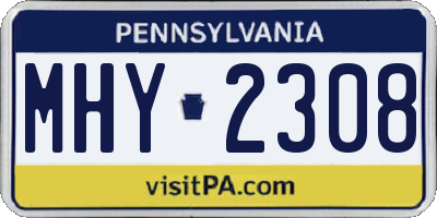 PA license plate MHY2308