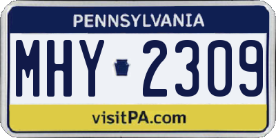 PA license plate MHY2309