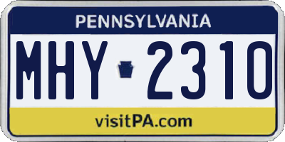 PA license plate MHY2310