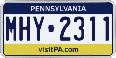 PA license plate MHY2311