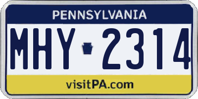 PA license plate MHY2314