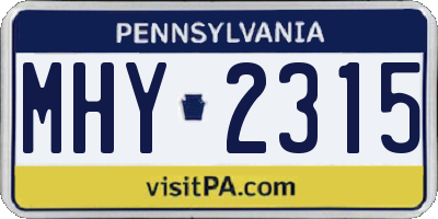 PA license plate MHY2315